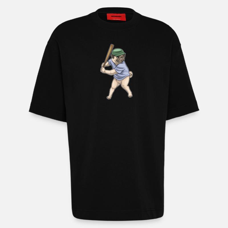 Mops Baseball Baseballschläger - Heavyweight T-Shirt - made by SPREAD - SOLID BLACK