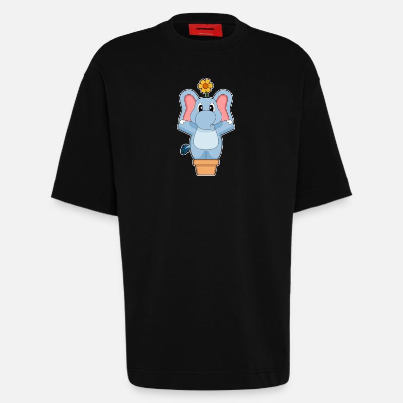 Elefant Blume - Heavyweight T-Shirt - made by SPREAD  - SOLID BLACK