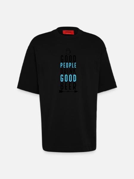 Bière - T-shirt bio épais oversize fabriqué en UE - SOLID BLACK