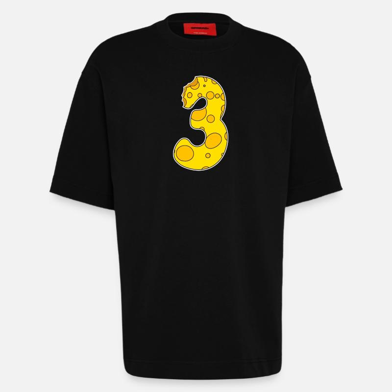 Number 3 - Three - Third - Heavyweight T-Shirt - made by SPREAD  - SOLID BLACK