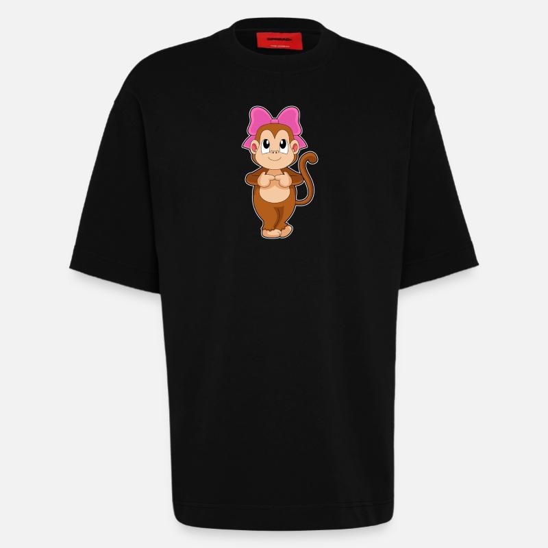 Monkey Bow - Heavyweight T-Shirt - made by SPREAD  - SOLID BLACK