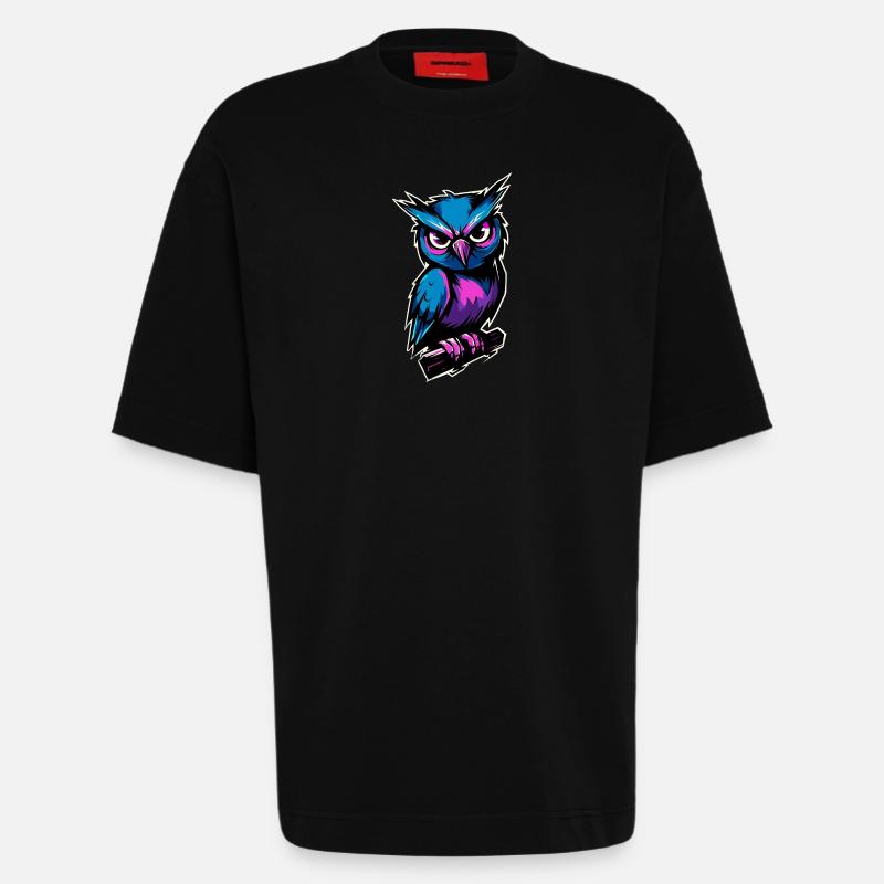 blau lila Eule :) - Heavyweight T-Shirt - made by SPREAD  - SOLID BLACK