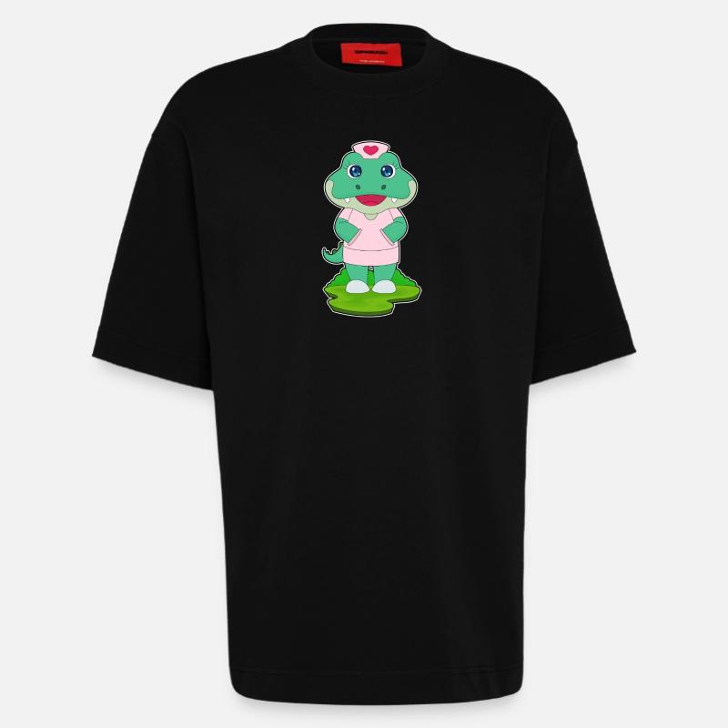 Krokodil Krankenschwester - Heavyweight T-Shirt - made by SPREAD - SOLID BLACK