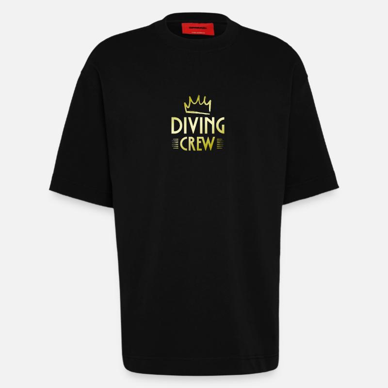 Équipage de plongée - T-shirt bio épais oversize fabriqué en UE - SOLID BLACK