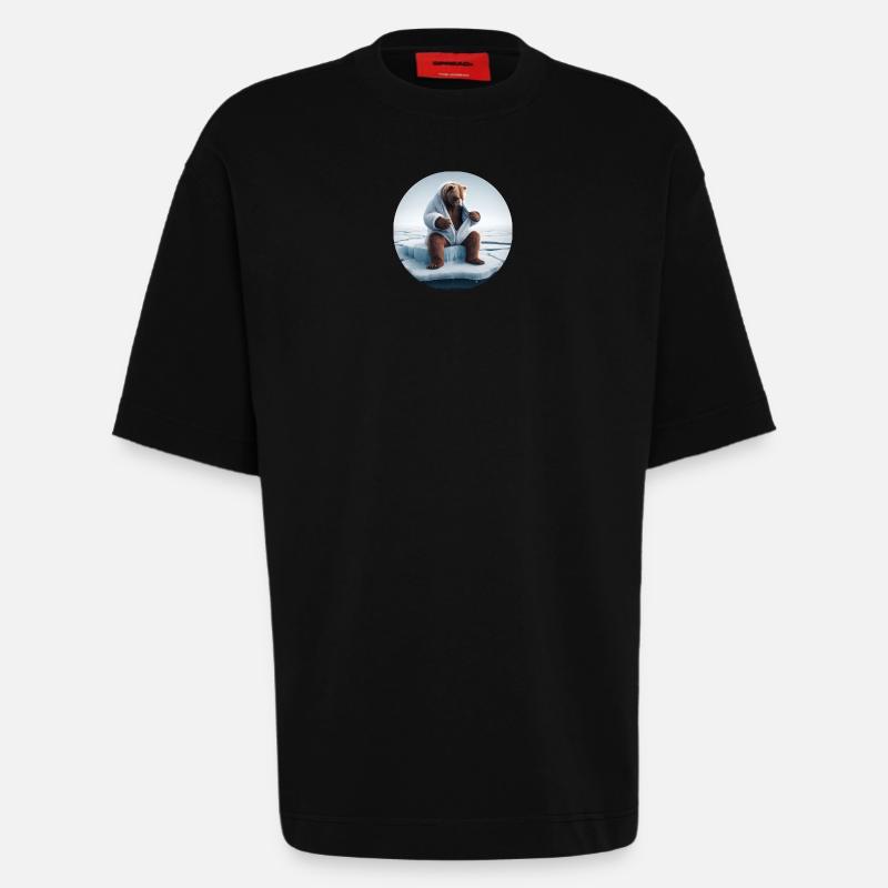 Bär im Schafspelz sitzt auf Scholle - Heavyweight T-Shirt - made by SPREAD  - SOLID BLACK