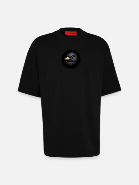 Raven in animation style - Heavyweight T-Shirt - made by SPREAD - SOLID BLACK