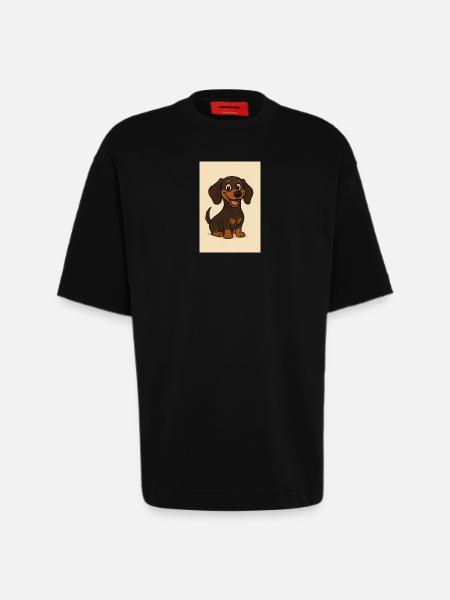 Glücklicher Dackel - Heavyweight T-Shirt - made by SPREAD  - SOLID BLACK