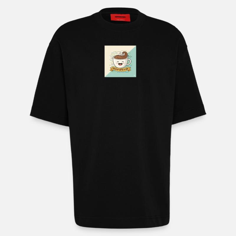 Happy Coffee Mug and Code - Heavyweight T-Shirt - made by SPREAD - SOLID BLACK