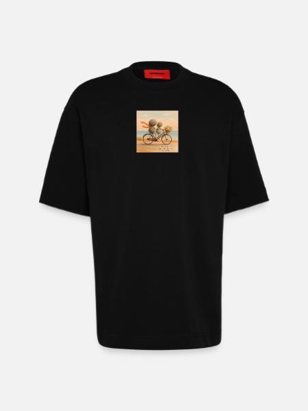 Love Moves on a Stone Bicycle - Heavyweight T-Shirt - made by SPREAD  - SOLID BLACK