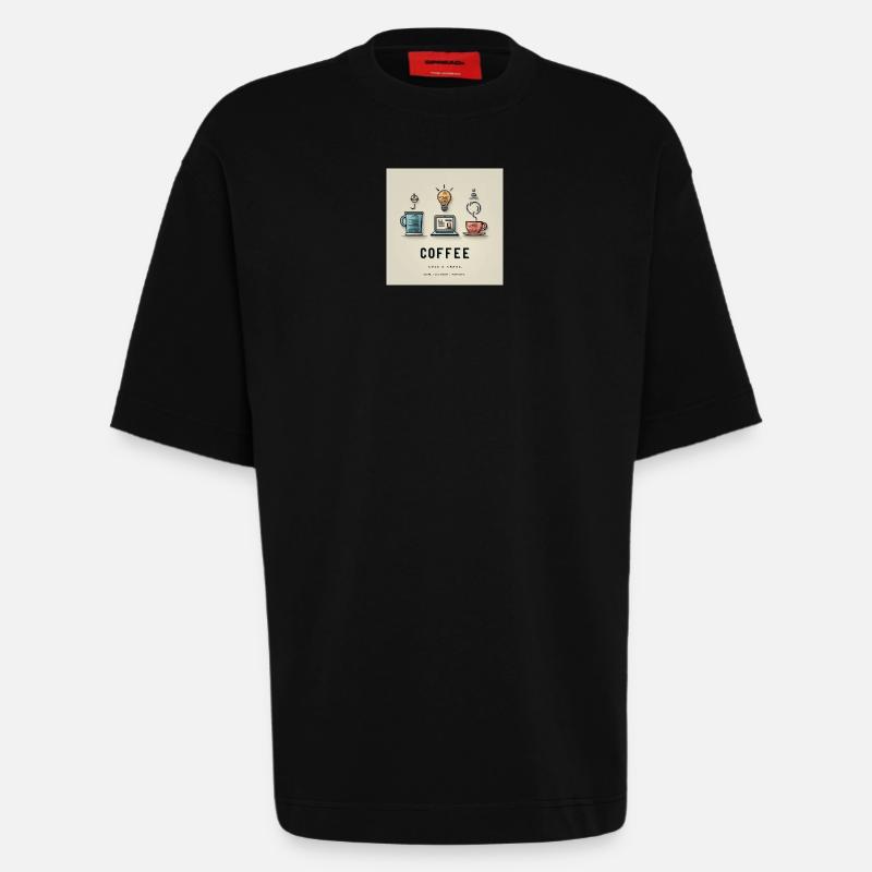 Coffee Code Design - Heavyweight T-Shirt - made by SPREAD  - SOLID BLACK