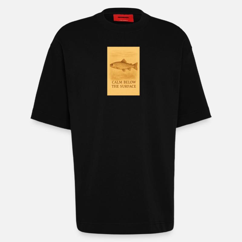 Calm Below the Surface Trout Print - Heavyweight T-Shirt - made by SPREAD  - SOLID BLACK