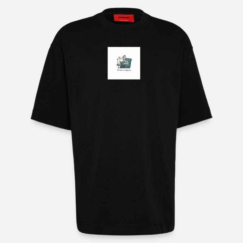 Lecture d’oiseau quantique dans le fauteuil - T-shirt bio épais oversize fabriqué en UE - SOLID BLACK