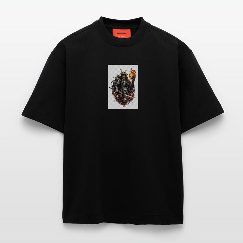 Flammenschädel-Samurai Heavyweight T-Shirt - made by SPREAD 