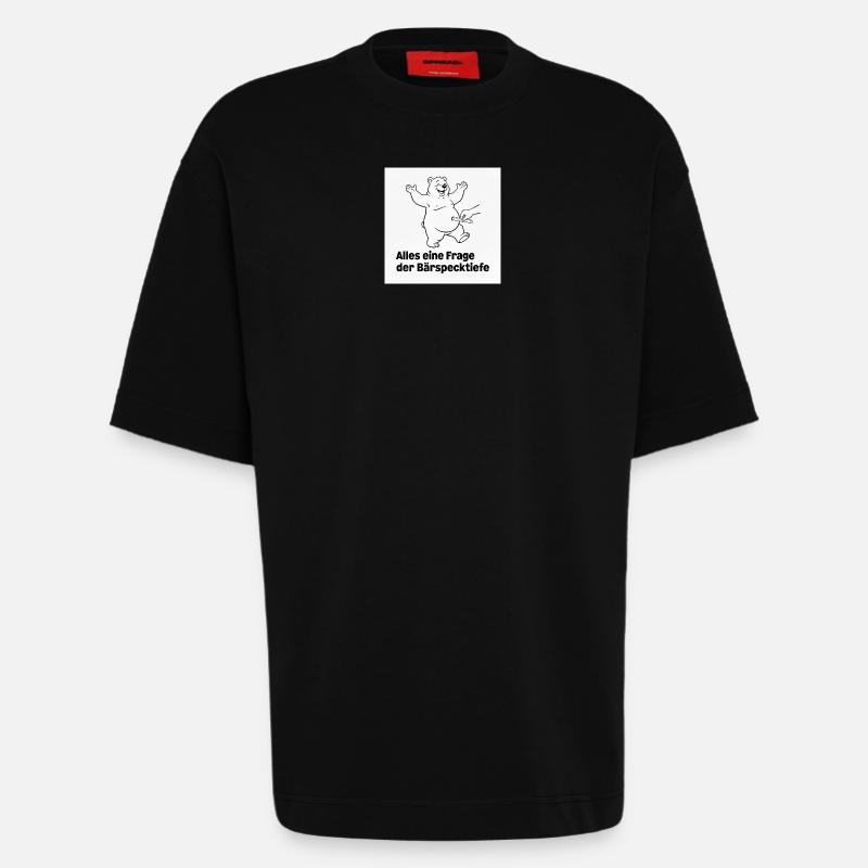 Bear Fat Depth White - Heavyweight T-Shirt - made by SPREAD  - SOLID BLACK