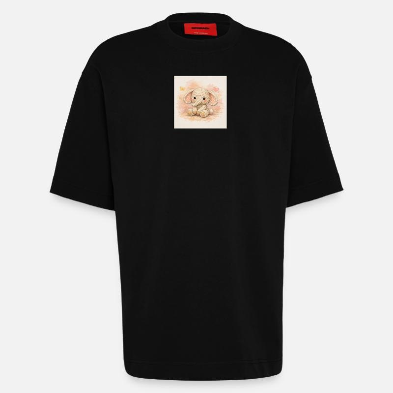 Yarn elephant - Heavyweight T-Shirt - made by SPREAD  - SOLID BLACK