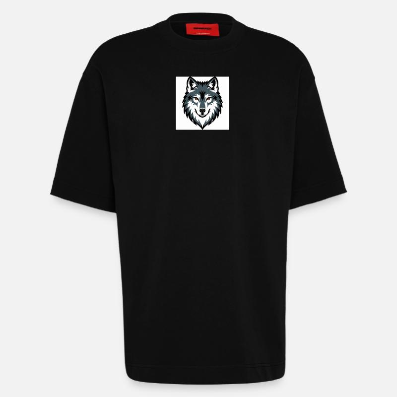 Wolf Graphic Emblem - Heavyweight T-Shirt - made by SPREAD - SOLID BLACK
