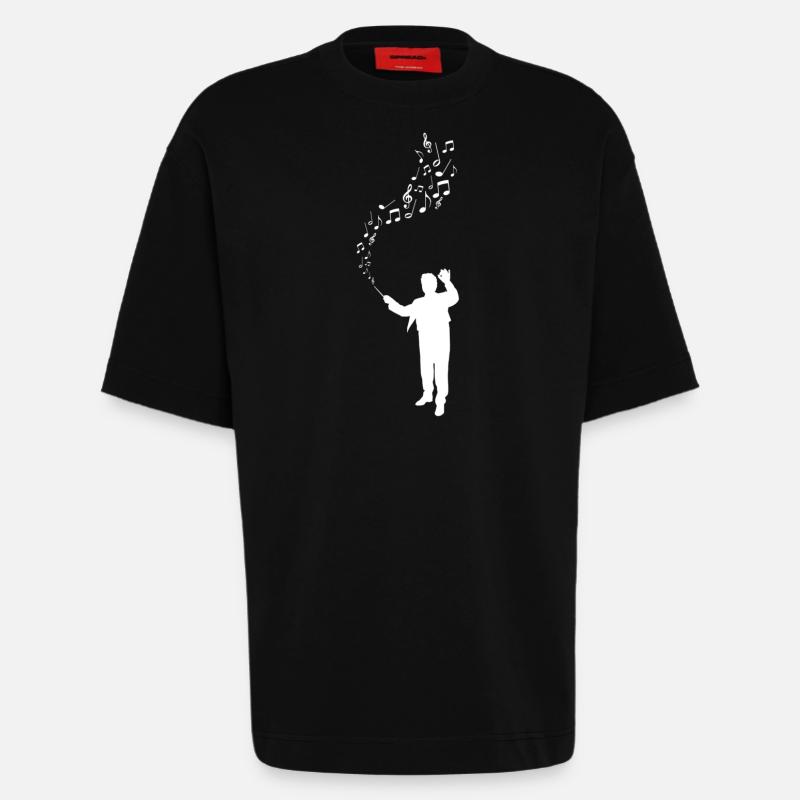 Dirigent - Maestro - Noten - weiß - Heavyweight T-Shirt - made by SPREAD  - SOLID BLACK