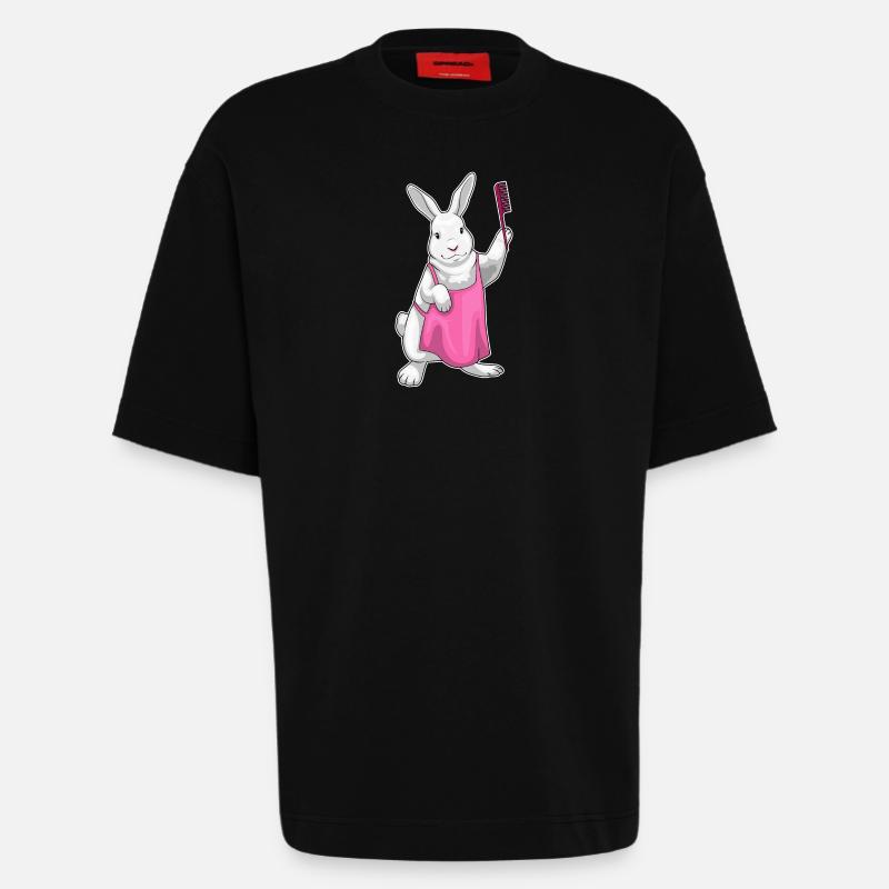 Peigne de coiffeur Bunny - T-shirt bio épais oversize fabriqué en UE - SOLID BLACK