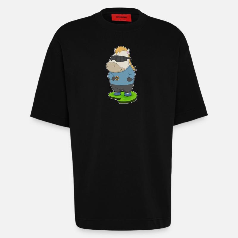 Pferd Donut - Heavyweight T-Shirt - made by SPREAD - SOLID BLACK