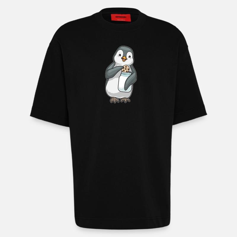 Biscuit pingouin - T-shirt bio épais oversize fabriqué en UE - SOLID BLACK