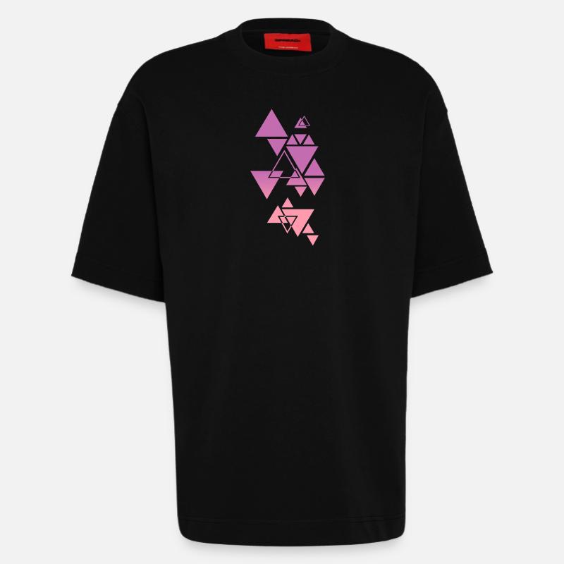 Gradient Triangle Pattern Pink - Heavyweight T-Shirt - made by SPREAD  - SOLID BLACK