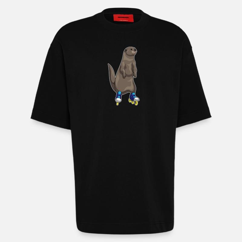 Otter Inline skating Inline skates - Heavyweight T-Shirt - made by SPREAD - SOLID BLACK