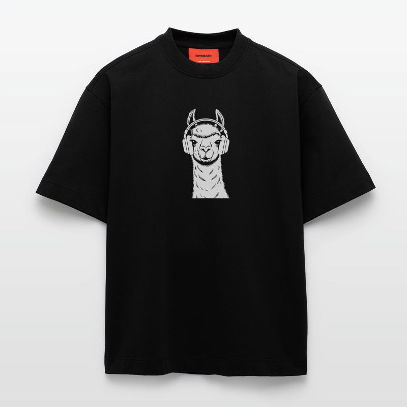 Cooles Lama mit Kopfhörern Heavyweight T-Shirt - made by SPREAD 