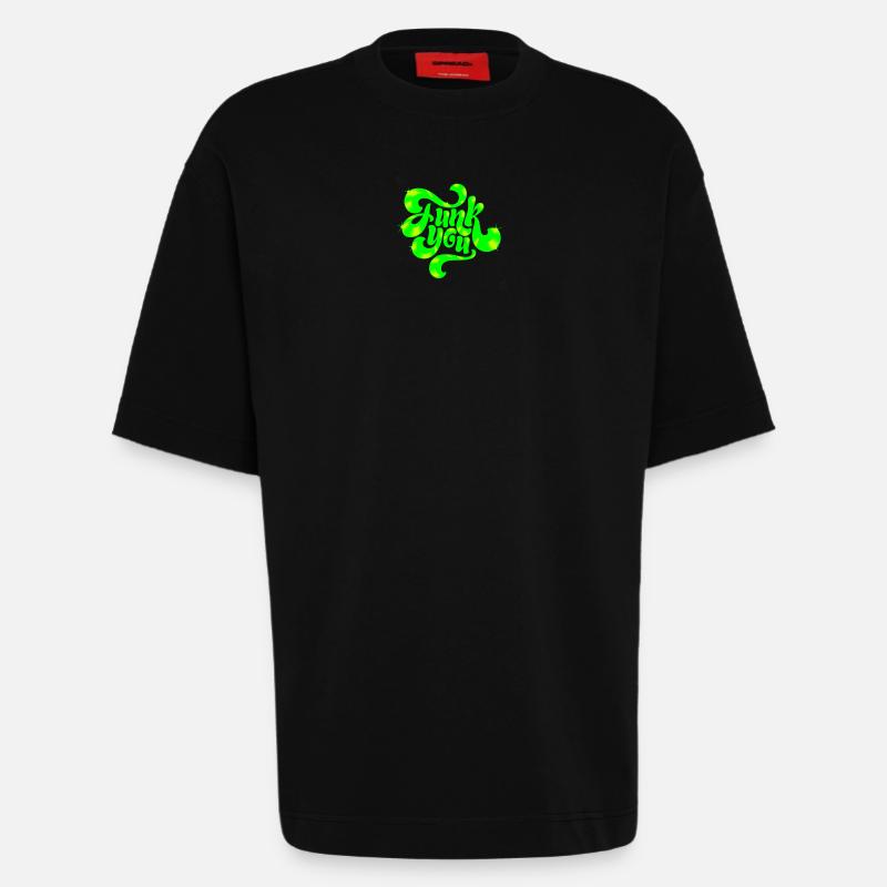 Conception de texte punk néon vert - T-shirt bio épais oversize fabriqué en UE - SOLID BLACK