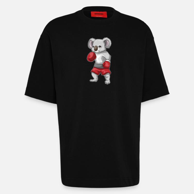 Koala Boxer Boxhandschuhe Boxen - Heavyweight T-Shirt - made by SPREAD - SOLID BLACK
