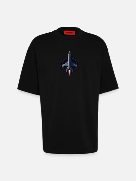 Space rocket - Heavyweight T-Shirt - made by SPREAD  - SOLID BLACK