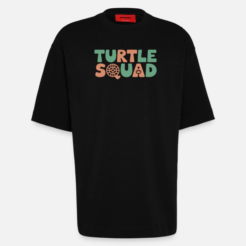 Turtle Groups Design Turtle Squad - Heavyweight T-Shirt - made by SPREAD - SOLID BLACK