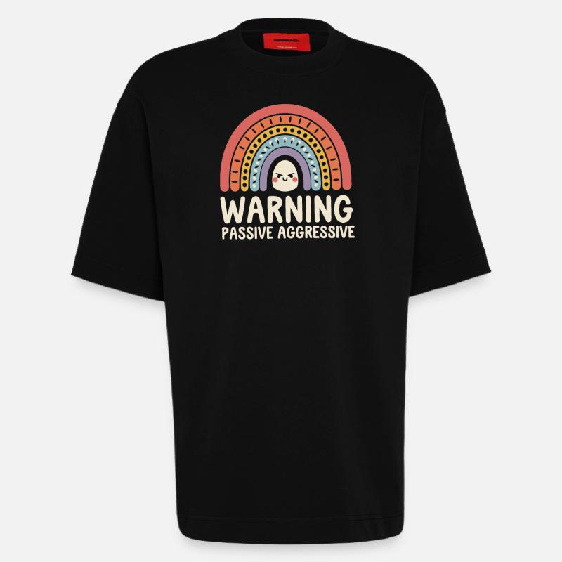 Caution Passive Aggressive Rainbow - Heavyweight T-Shirt - made by SPREAD  - SOLID BLACK