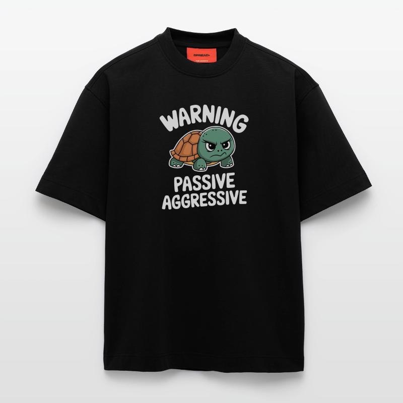 Warning Passive Aggressive Turtle Heavyweight T-Shirt - made by SPREAD 