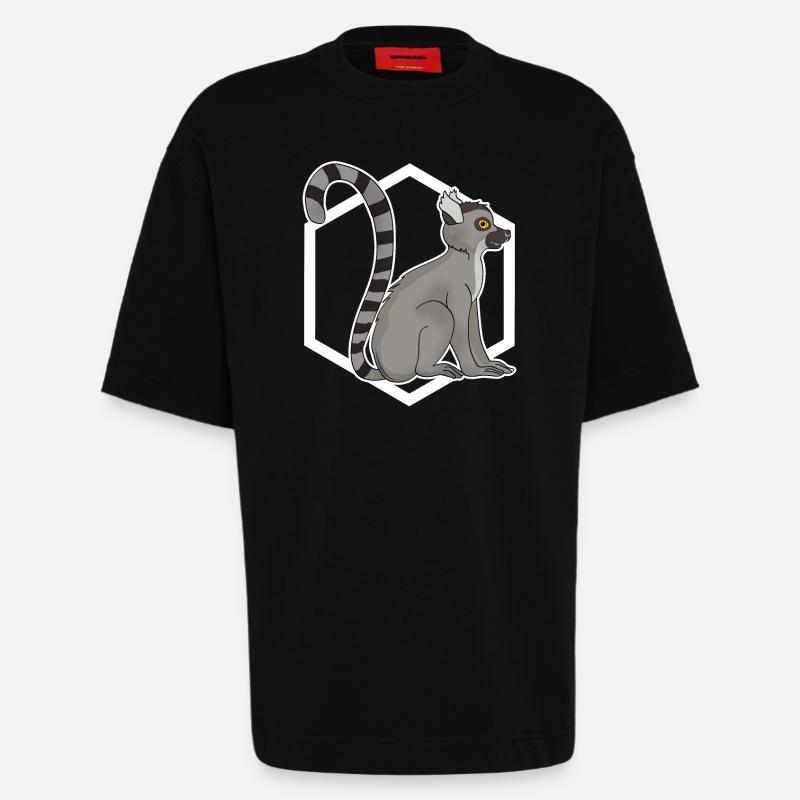 Lemur Äffchen - Heavyweight T-Shirt - made by SPREAD  - SOLID BLACK