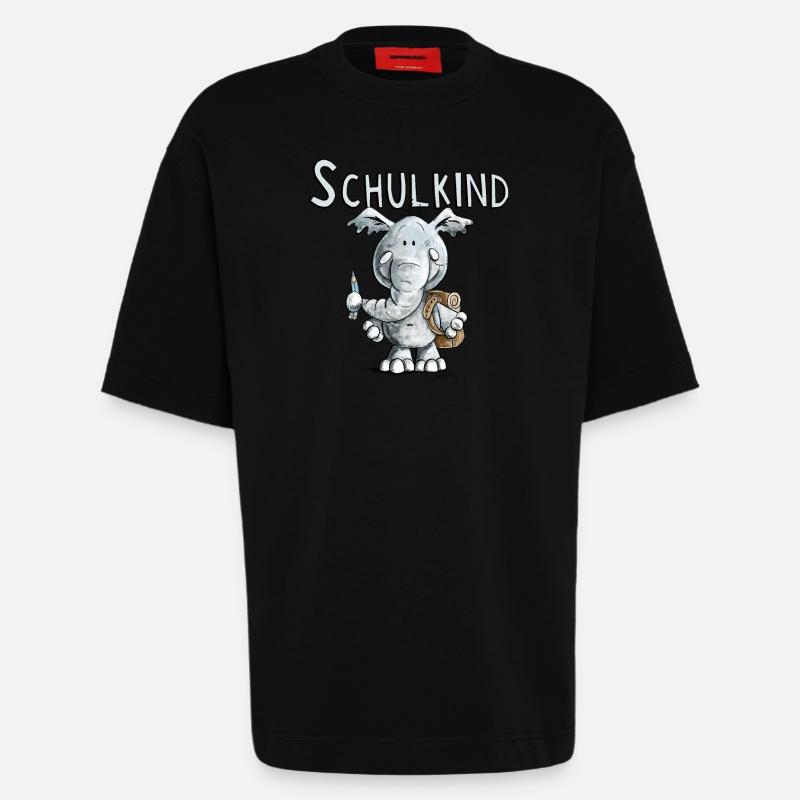 Schulkind Elefant I Einschulung Geschenk - Heavyweight T-Shirt - made by SPREAD  - SOLID BLACK