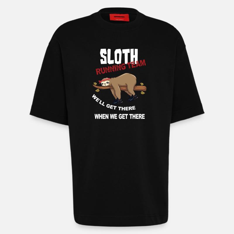 Lustiger Sloth Laufteam Design - Heavyweight T-Shirt - made by SPREAD  - SOLID BLACK