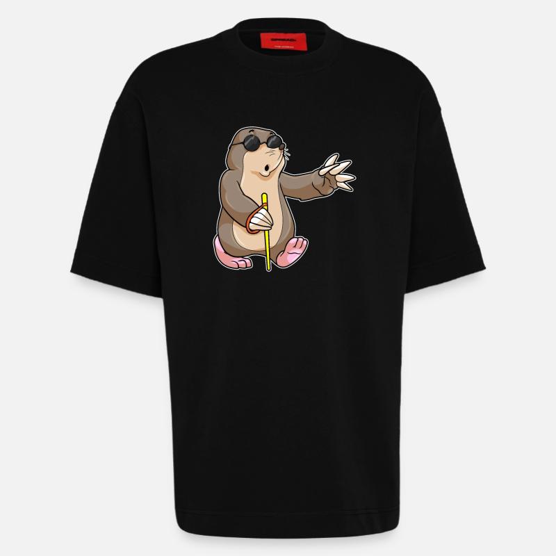 Mole Blind Drôle - T-shirt bio épais oversize fabriqué en UE - SOLID BLACK