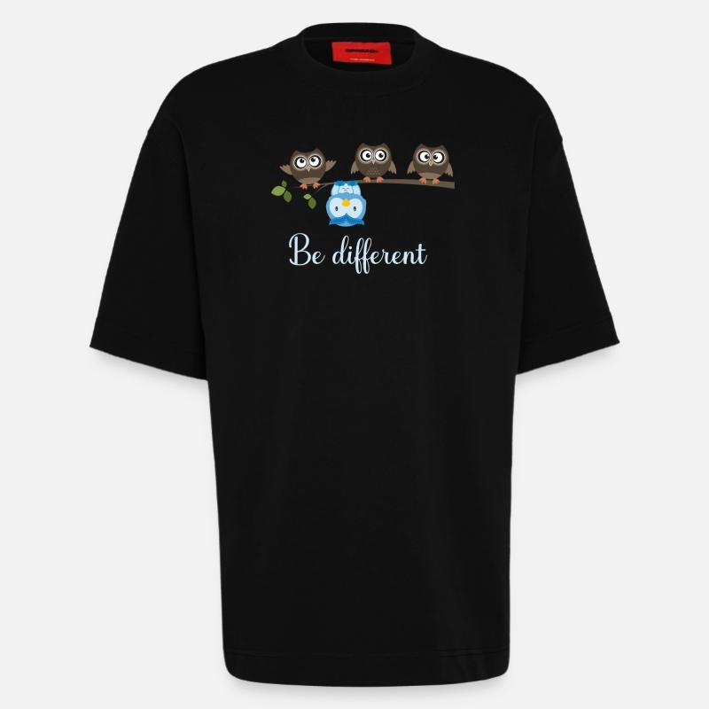 Be Different Eule - Heavyweight T-Shirt - made by SPREAD  - SOLID BLACK