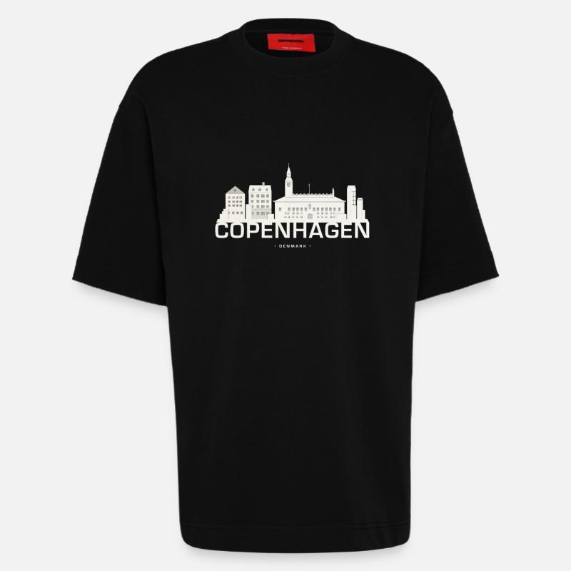 Skyline de Copenhague Copenhague - T-shirt bio épais oversize fabriqué en UE - SOLID BLACK