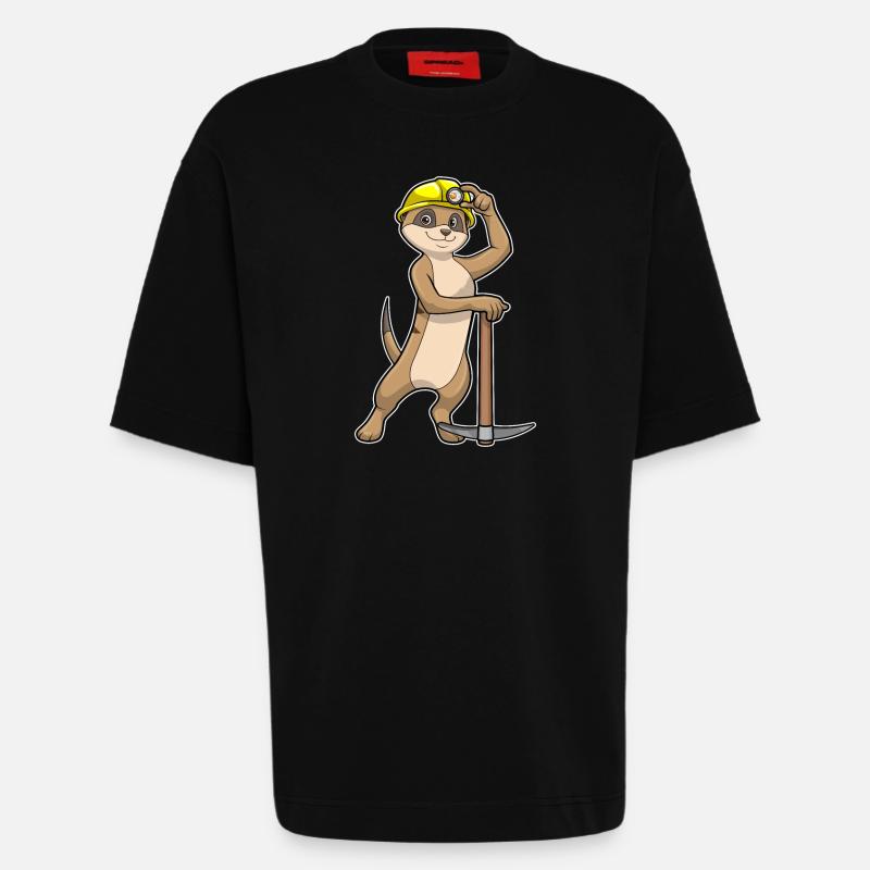 Erdmännchen als Bergarbeiter mit Spitzhacke - Heavyweight T-Shirt - made by SPREAD - SOLID BLACK