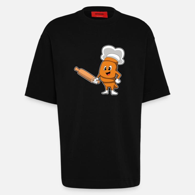 Brot Bäcker Nudelholz Backen - Heavyweight T-Shirt - made by SPREAD  - SOLID BLACK