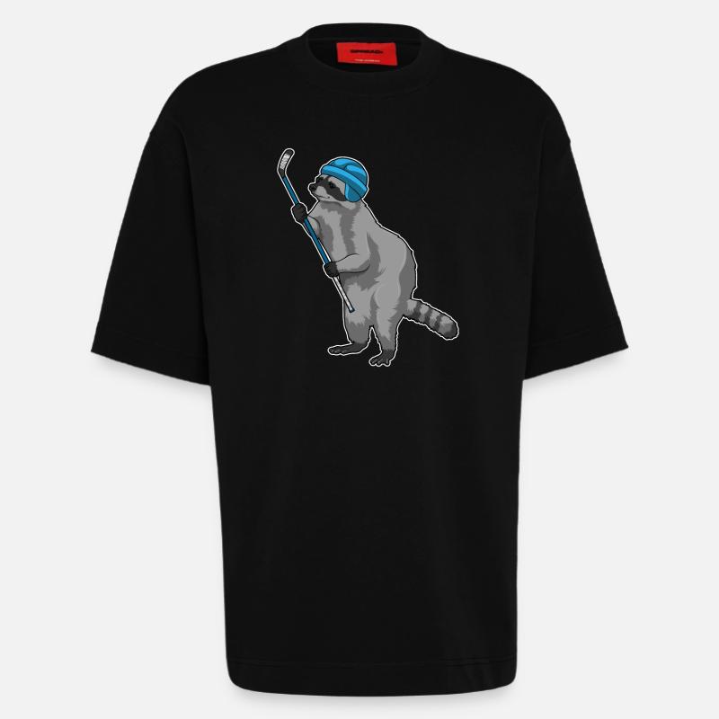 Waschbär Eishockey Eishockeyschläger - Heavyweight T-Shirt - made by SPREAD - SOLID BLACK