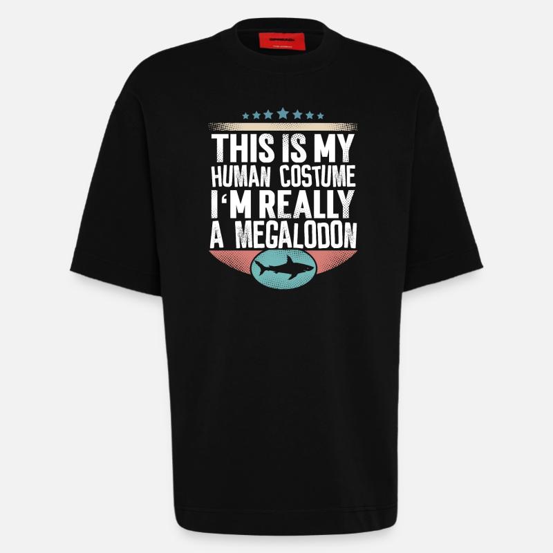 Requin géant mégalodon - T-shirt bio épais oversize fabriqué en UE - SOLID BLACK