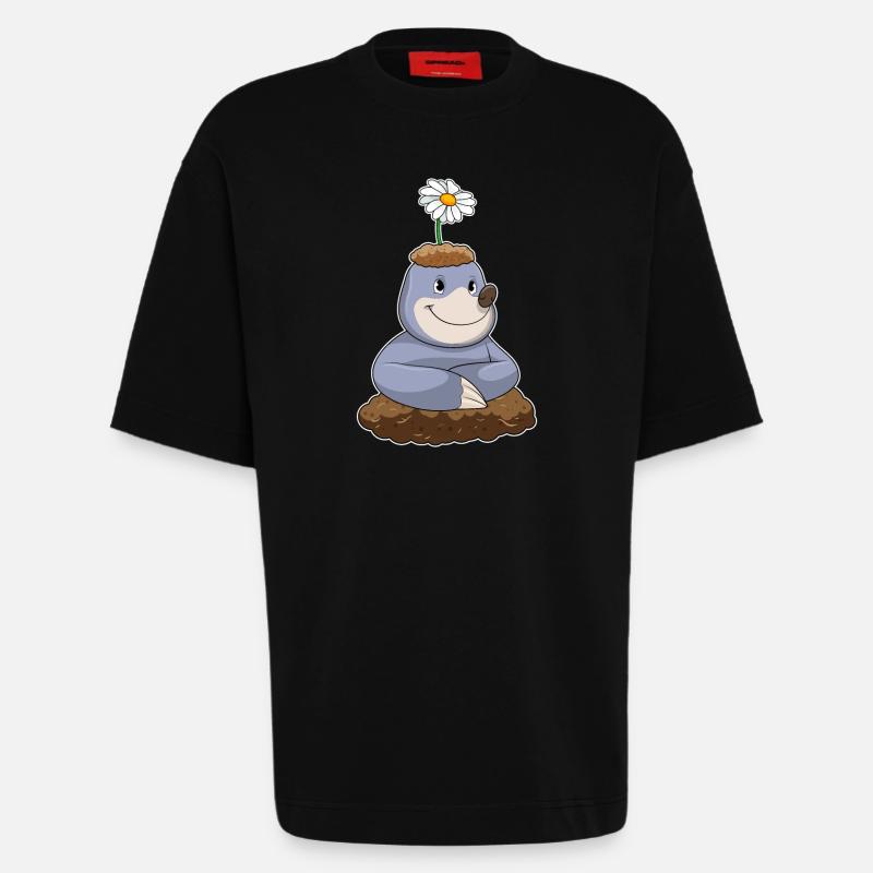 Maulwurf Gänseblümchen - Heavyweight T-Shirt - made by SPREAD - SOLID BLACK