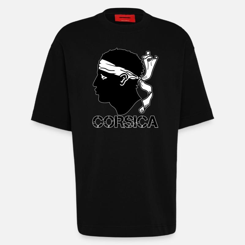 Corsica Drapeau Tête de Maure - T-shirt bio épais oversize fabriqué en UE - SOLID BLACK