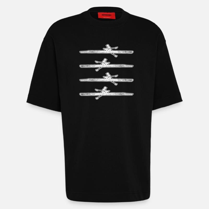 Rameur Rameur Bateau à rames - T-shirt bio épais oversize fabriqué en UE - SOLID BLACK