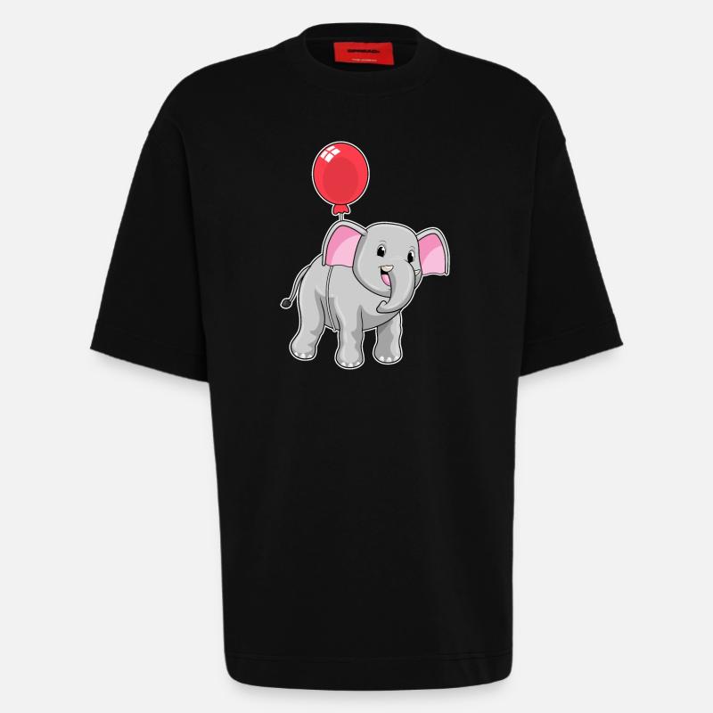 Elefant mit Luftballon - Heavyweight T-Shirt - made by SPREAD  - SOLID BLACK