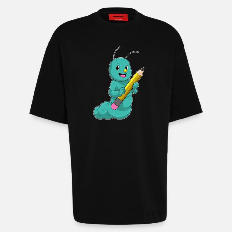 Chenille au crayon - T-shirt bio épais oversize fabriqué en UE - SOLID BLACK