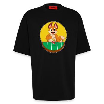 Jetons de poker Fox Poker - T-shirt bio épais oversize fabriqué en UE - SOLID BLACK - Devant - Fiona (171cm)