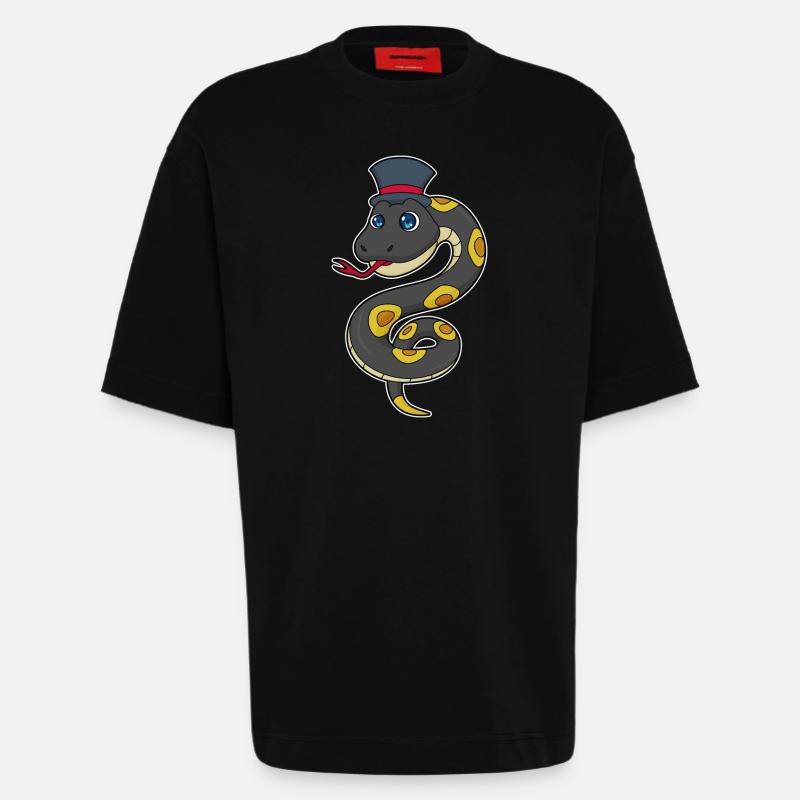 Serpent avec chapeau - T-shirt bio épais oversize fabriqué en UE - SOLID BLACK